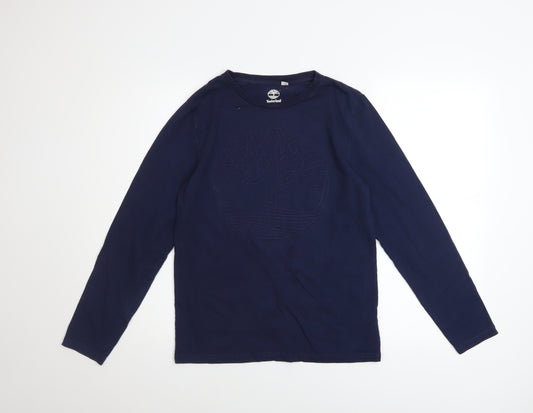 Timberland Boys Navy Long Sleeve Logo T-Shirt Size 14-16 Years Cotton Blend