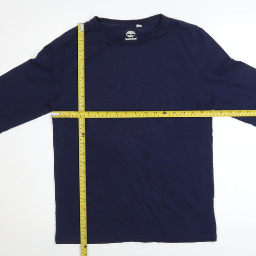 Timberland Boys Navy Long Sleeve Logo T-Shirt Size 14-16 Years Cotton Blend