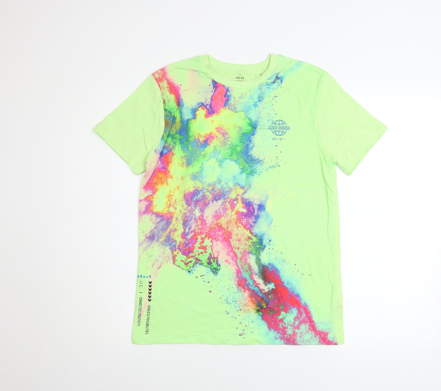 Next Boys Lime Green Colour Splash Graphic Short Sleeve T-Shirt 12 Years