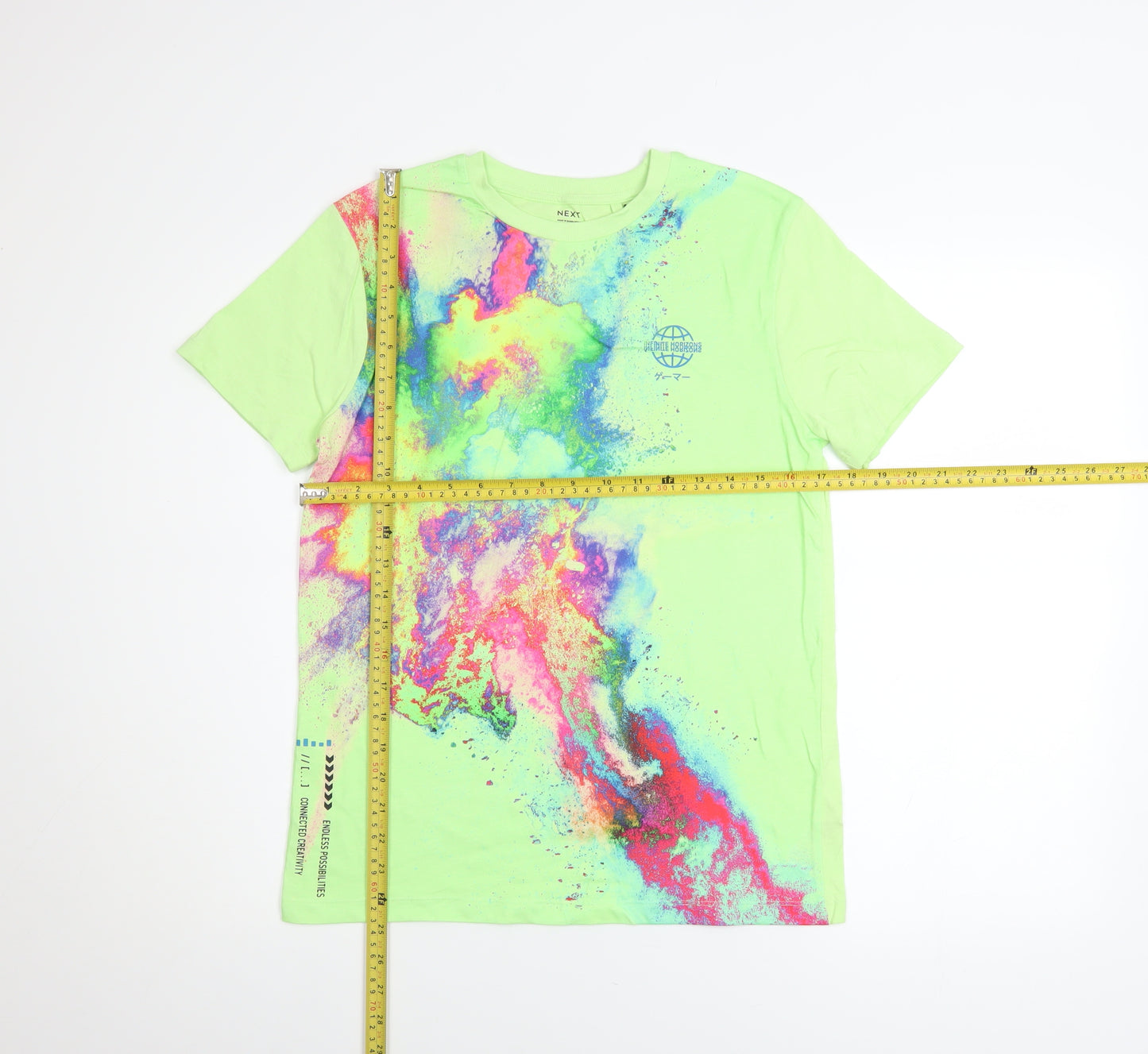 Next Boys Lime Green Colour Splash Graphic Short Sleeve T-Shirt 12 Years