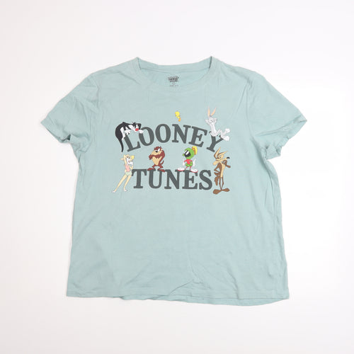 Looney Tunes Women's Blue Cotton T-Shirt Nightshirt L 14-16 Short Sleeve