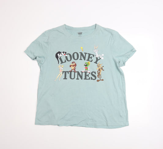 Looney Tunes Women's Blue Cotton T-Shirt Nightshirt L 14-16 Short Sleeve