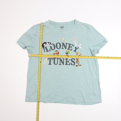 Looney Tunes Women's Blue Cotton T-Shirt Nightshirt L 14-16 Short Sleeve