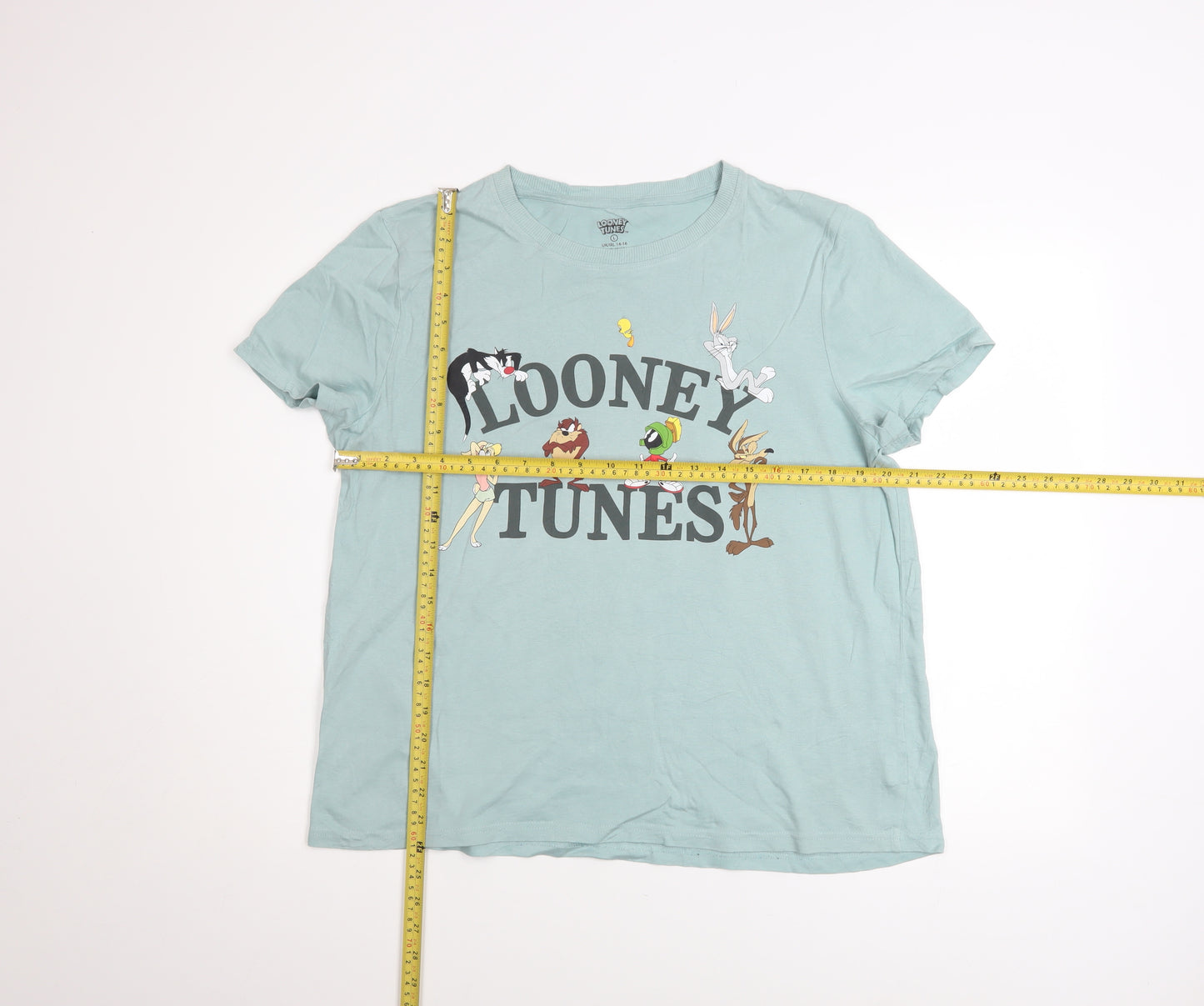 Looney Tunes Women's Blue Cotton T-Shirt Nightshirt L 14-16 Short Sleeve