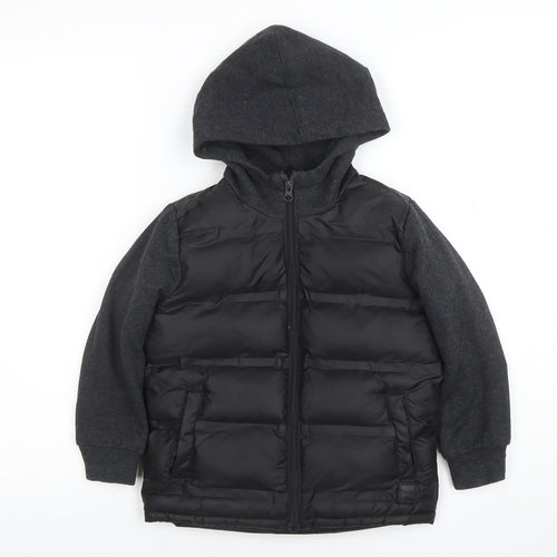 Target Boys Black Hooded Puffer Jacket 5 Years Full Zip Warm Winter Coat