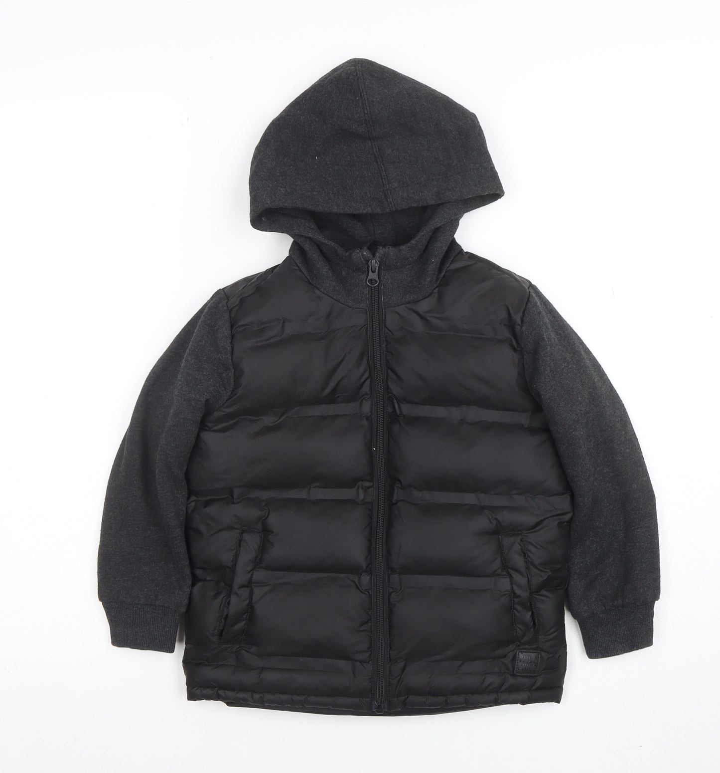 Target Boys Black Hooded Puffer Jacket 5 Years Full Zip Warm Winter Coat