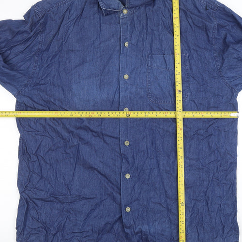 Trademark Men's Blue Cotton Denim Long Sleeve Shirt XL