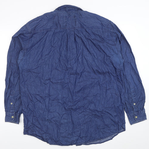 Trademark Men's Blue Cotton Denim Long Sleeve Shirt XL