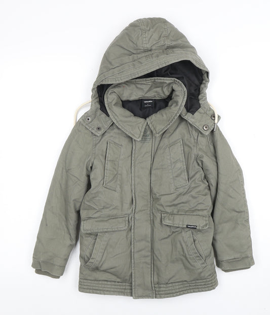 St Goliath Boys Green Cotton Parka Coat Hooded Lined 6 Years