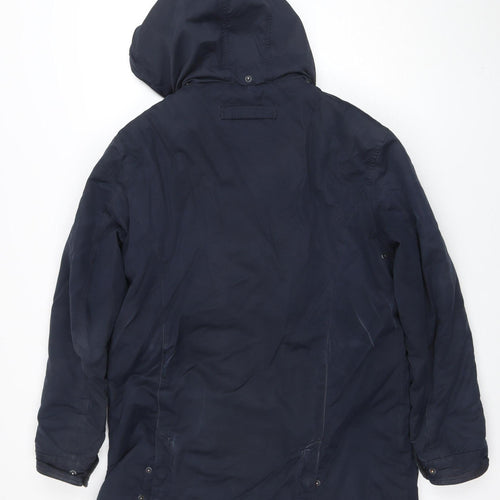 Maine New England Men's Blue Shower Resistant Hooded Parka Jacket Size S