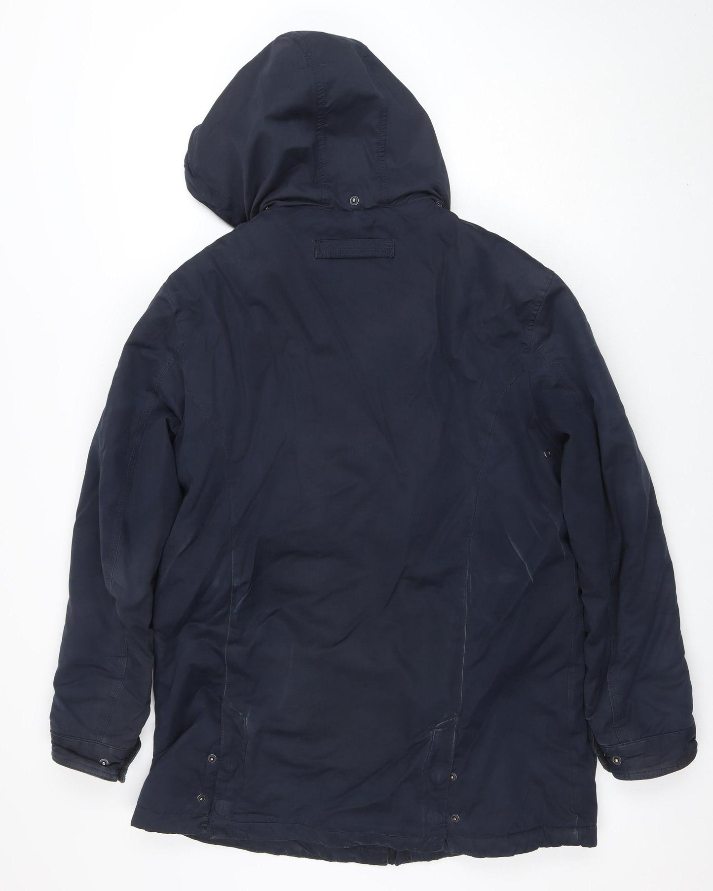Maine New England Men's Blue Shower Resistant Hooded Parka Jacket Size S