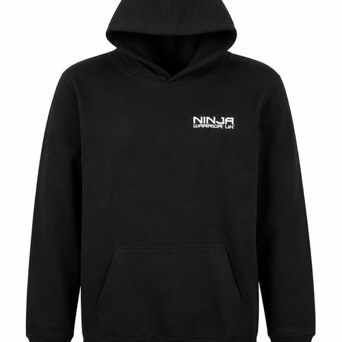 Just Hoods Boys Black XL Pullover Hoodie Ninja Warrior UK Graphic Print