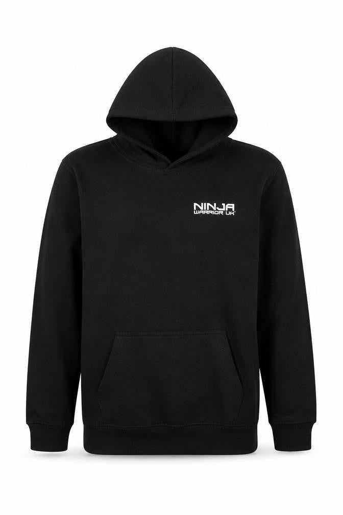 Just Hoods Boys Black XL Pullover Hoodie Ninja Warrior UK Graphic Print