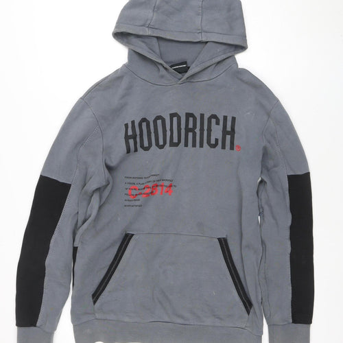 Hoodrich Men's Grey Pullover Hoodie Small Graphic Streetwear