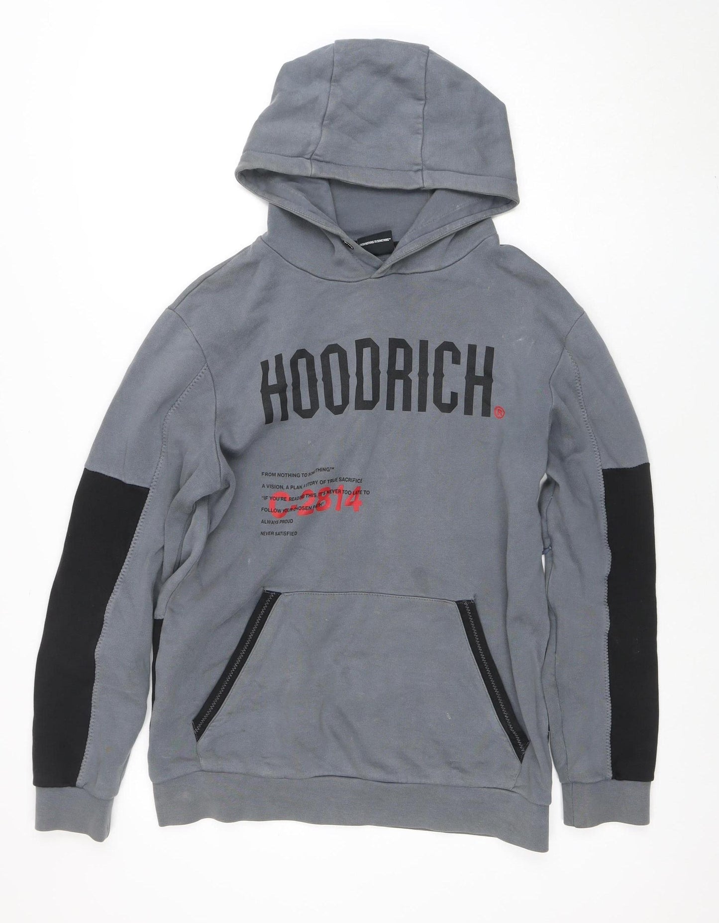 Hoodrich Men's Grey Pullover Hoodie Small Graphic Streetwear