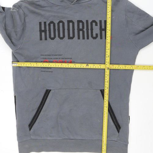 Hoodrich Men's Grey Pullover Hoodie Small Graphic Streetwear