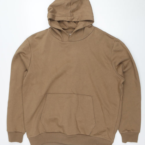 Next Men’s Brown Pullover Hoodie XL Regular Fit Fleece Cotton Blend