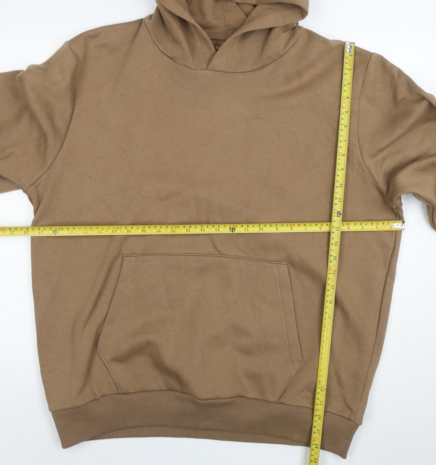 Next Men’s Brown Pullover Hoodie XL Regular Fit Fleece Cotton Blend