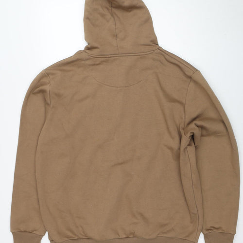 Next Men’s Brown Pullover Hoodie XL Regular Fit Fleece Cotton Blend
