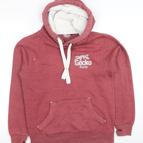 Gecko Rhosneigr Men's Red Pullover Hoodie Small Graphic Print