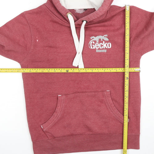 Gecko Rhosneigr Men's Red Pullover Hoodie Small Graphic Print