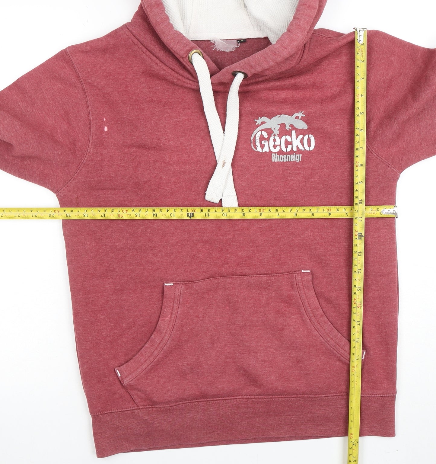 Gecko Rhosneigr Men's Red Pullover Hoodie Small Graphic Print