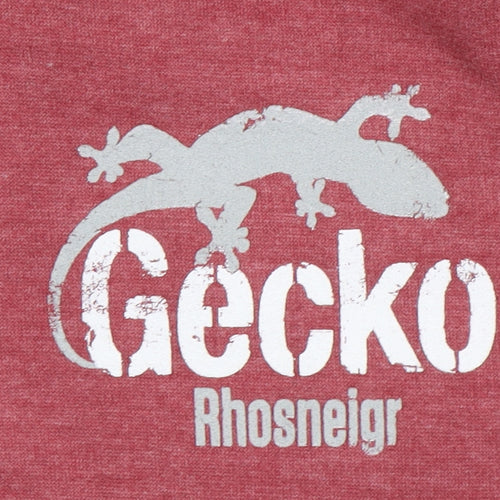 Gecko Rhosneigr Men's Red Pullover Hoodie Small Graphic Print