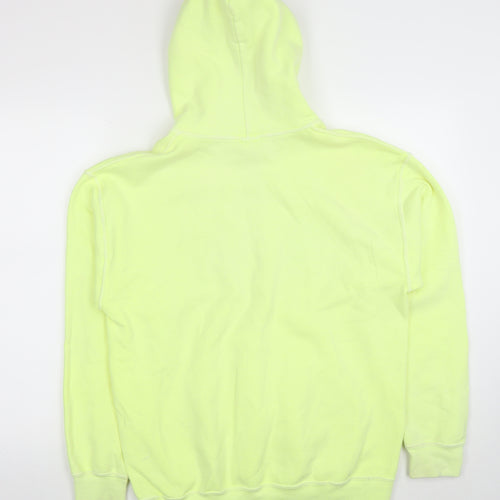 River Island Mens Yellow Pullover Hoodie S Graphic Print Fleece