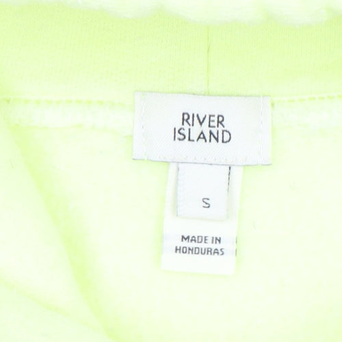 River Island Mens Yellow Pullover Hoodie S Graphic Print Fleece
