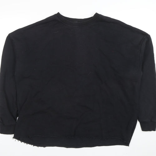 Zara Women Black Pullover Sweatshirt Size L Graphic Tour Print