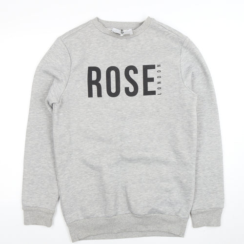 Rose London Men's Grey Crew Neck Logo Sweatshirt Size S