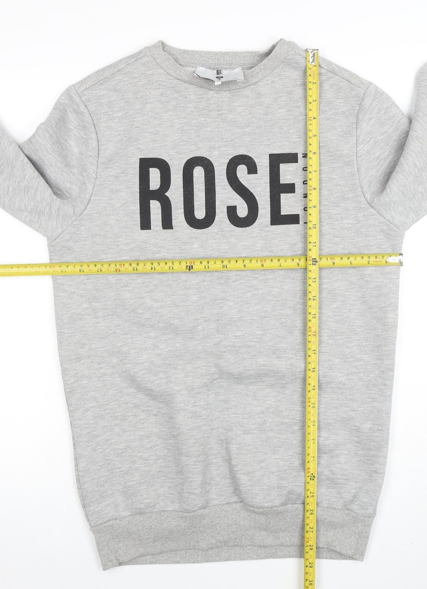 Rose London Men's Grey Crew Neck Logo Sweatshirt Size S
