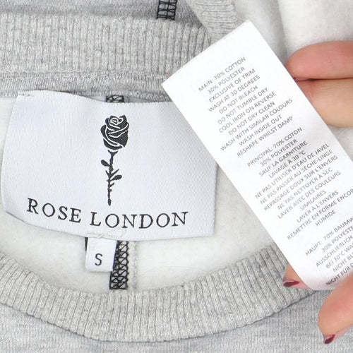 Rose London Men's Grey Crew Neck Logo Sweatshirt Size S