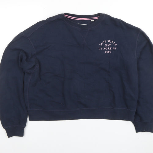 Jack Wills Womens Navy Blue Crew Neck Pullover Sweatshirt UK12