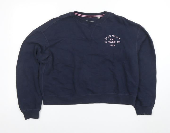 Jack Wills Womens Navy Blue Crew Neck Pullover Sweatshirt UK12