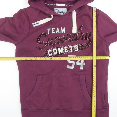 Superdry Sport Team Comets Purple Sequin Hoodie Women’s L