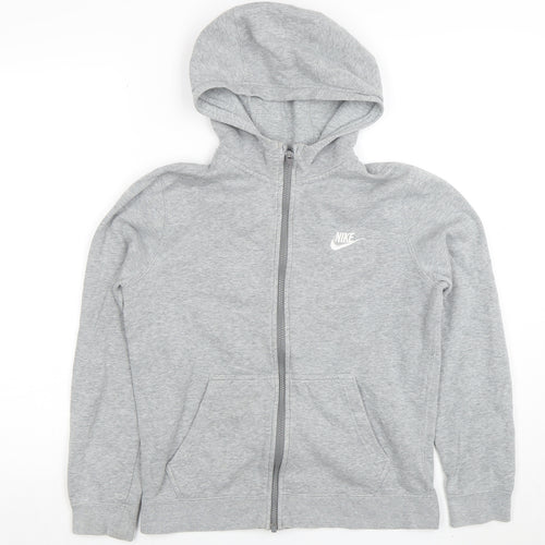 Nike Boys Grey Full Zip Hoodie Size 12-13 Years Hooded Sweatshirt