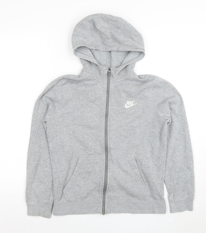 Nike Boys Grey Full Zip Hoodie Size 12-13 Years Hooded Sweatshirt