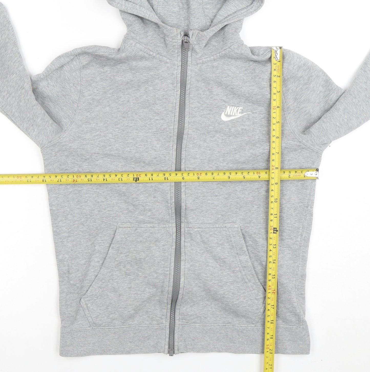 Nike Boys Grey Full Zip Hoodie Size 12-13 Years Hooded Sweatshirt