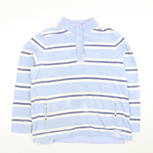 Crew Clothing Women Blue Striped Henley Sweatshirt Size 18 Cotton