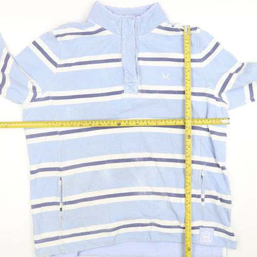 Crew Clothing Women Blue Striped Henley Sweatshirt Size 18 Cotton