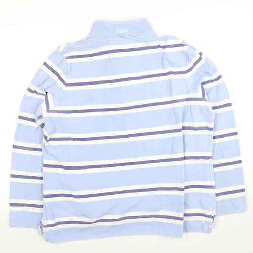Crew Clothing Women Blue Striped Henley Sweatshirt Size 18 Cotton