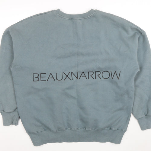 BEAUXNARROW Men's Blue XL Pullover Sweatshirt Crew Neck Fleece