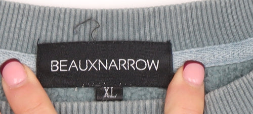 BEAUXNARROW Men's Blue XL Pullover Sweatshirt Crew Neck Fleece