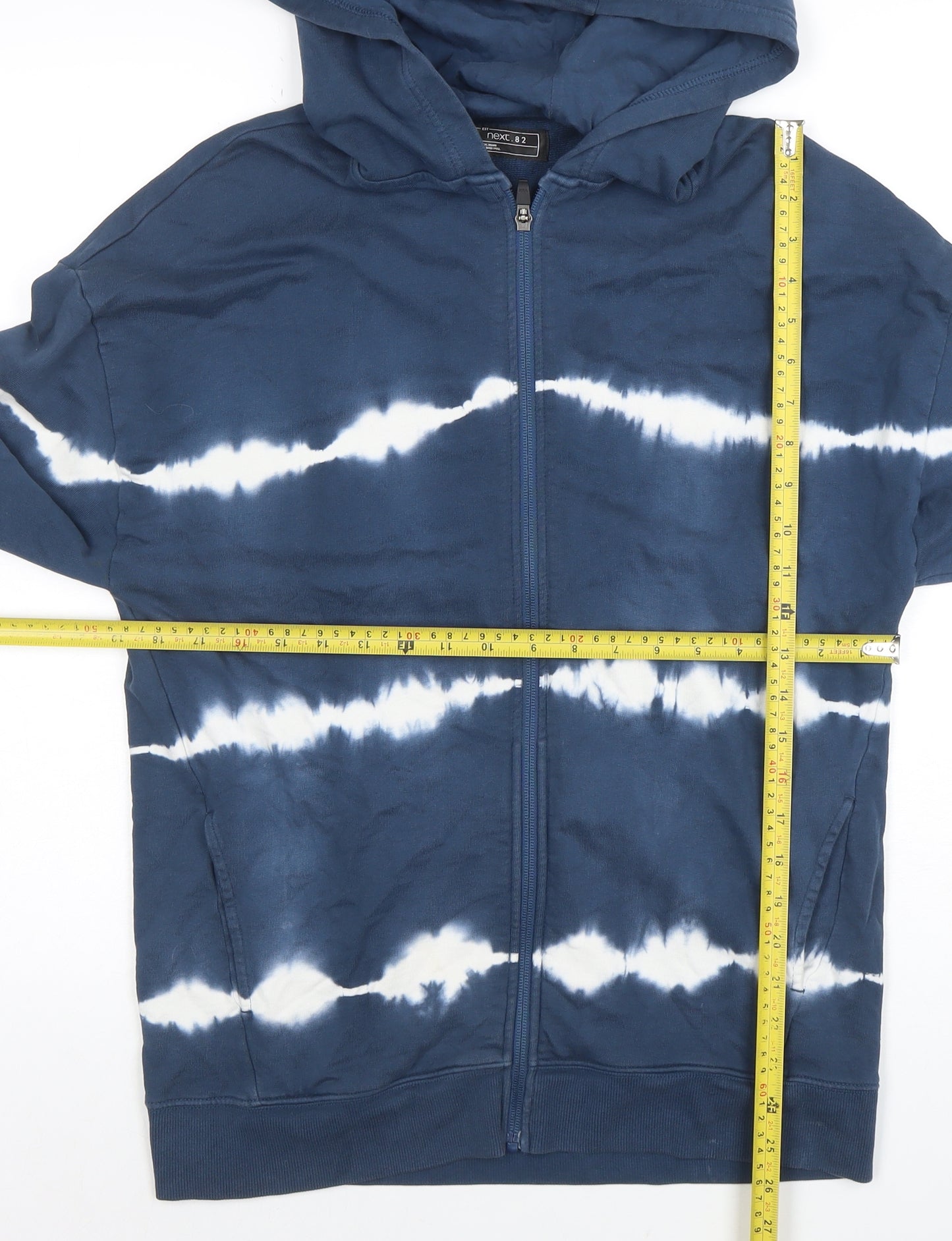Next Boys Blue Tie-Dye Full Zip Hoodie Size 12 Years Cotton Casual