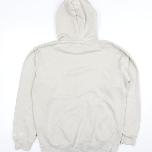 boohooMAN Men's Beige Pullover Hoodie Size S Logo Graphic Fleece