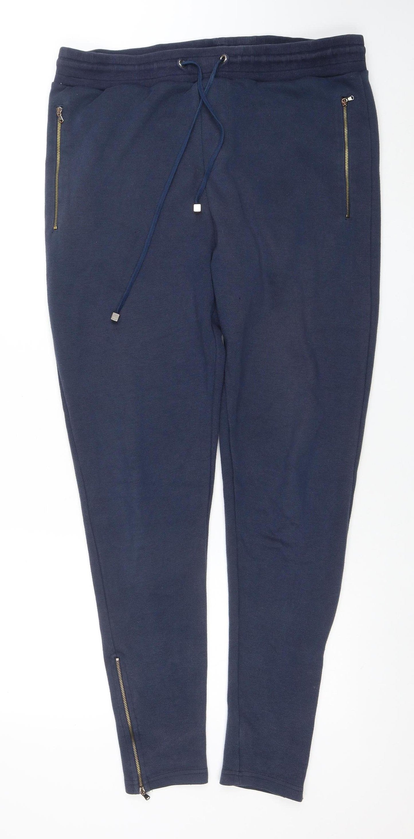 MH Millionaire Men's Blue Jogger Sweatpants L Zip Pockets Drawstring