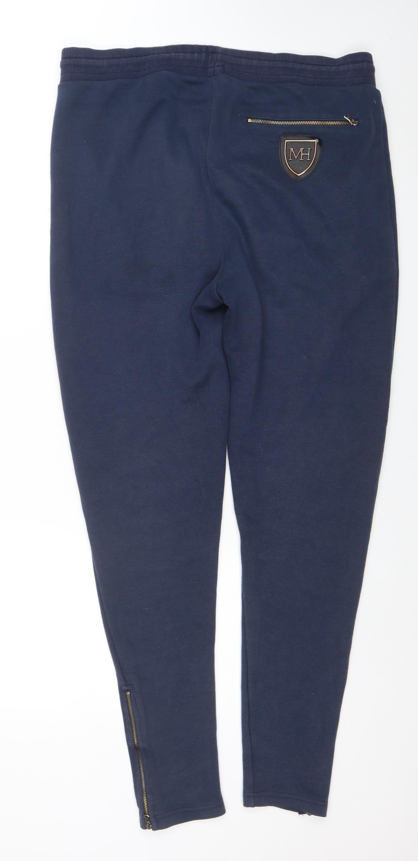 MH Millionaire Men's Blue Jogger Sweatpants L Zip Pockets Drawstring