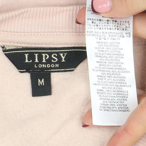 Lipsy London Women’s Beige Sequin Heart Long Sleeve T-Shirt Size M