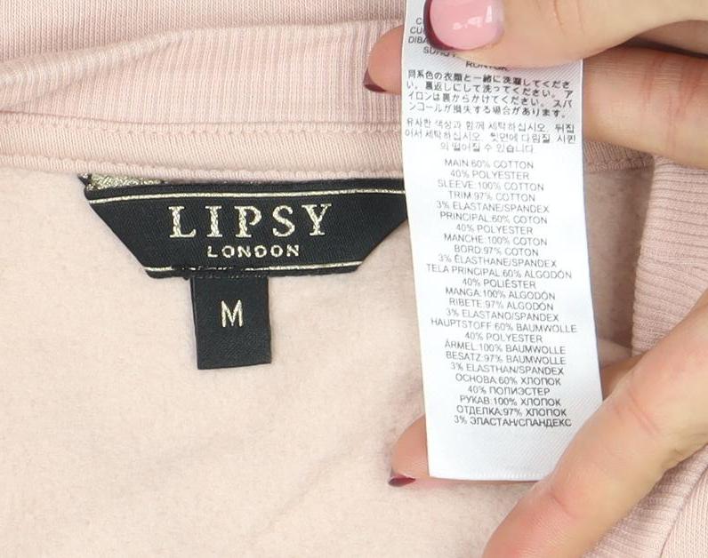 Lipsy London Women’s Beige Sequin Heart Long Sleeve T-Shirt Size M
